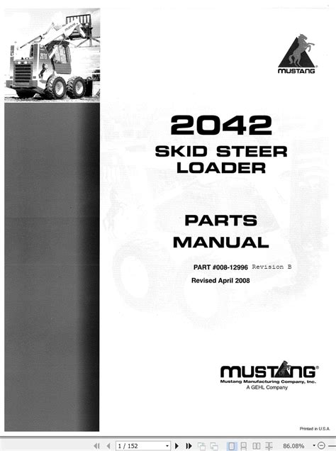 2002 mustang skid steer 2042|mustang 2040 parts manual.